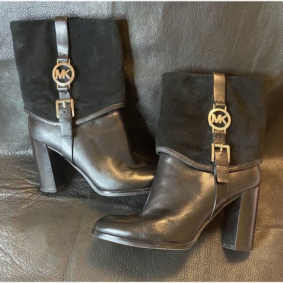 Michael Kors FULTON BOOTIES Suede/ Leather Ankle Boots Women Sz US 8.5-M Buckle - Picture 8 of 16